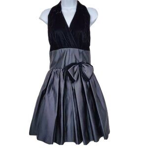 De Laru Joseph Lara Womens Vintage 80s Velvet Satin Halter Dress Black Size S/M